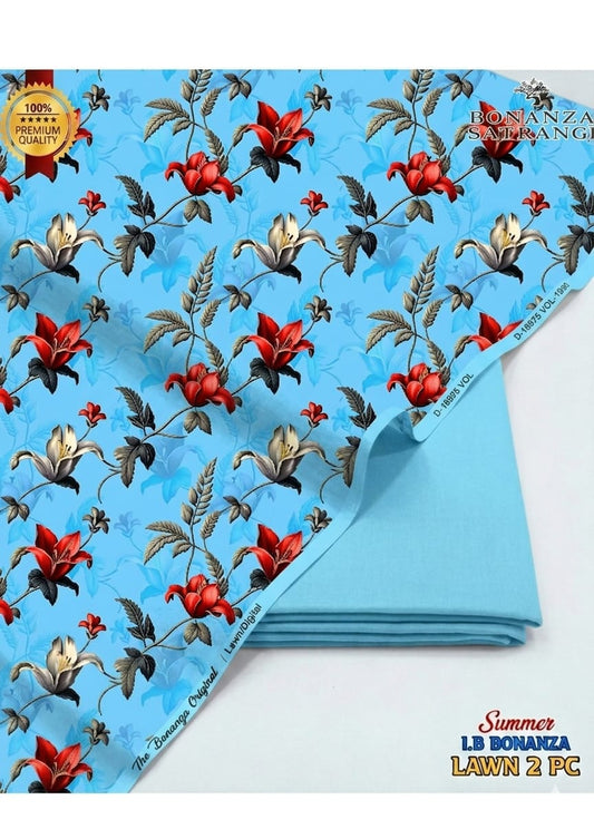 Royal Sapphire Floral Lawn Suit