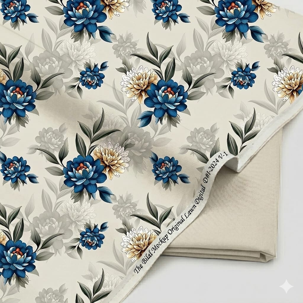 Royal Sapphire Floral Lawn Suit